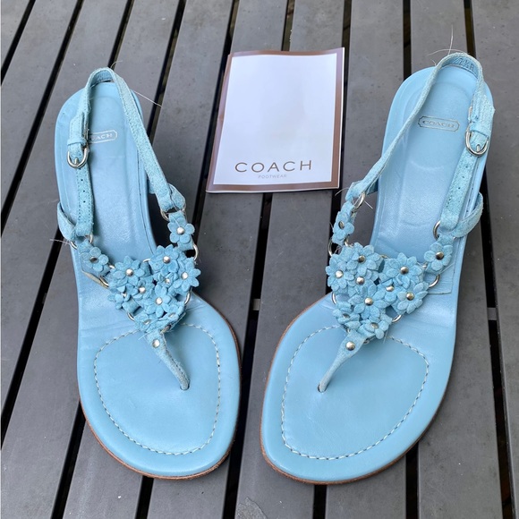 Coach Darla Light Blue Suede Sandals size 7.5 - Picture 1 of 5